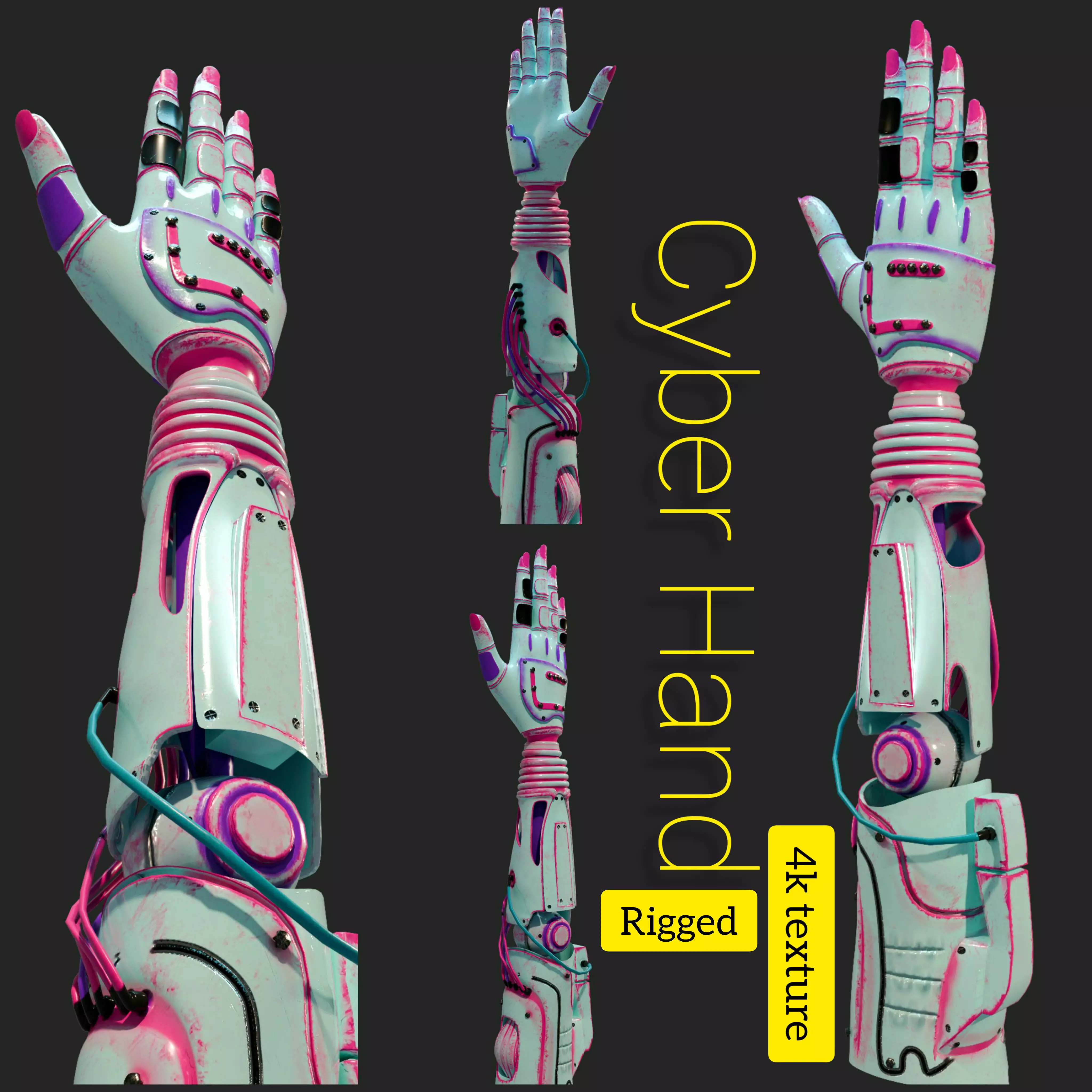 Cyber Hand Low-poly 3D model_0
