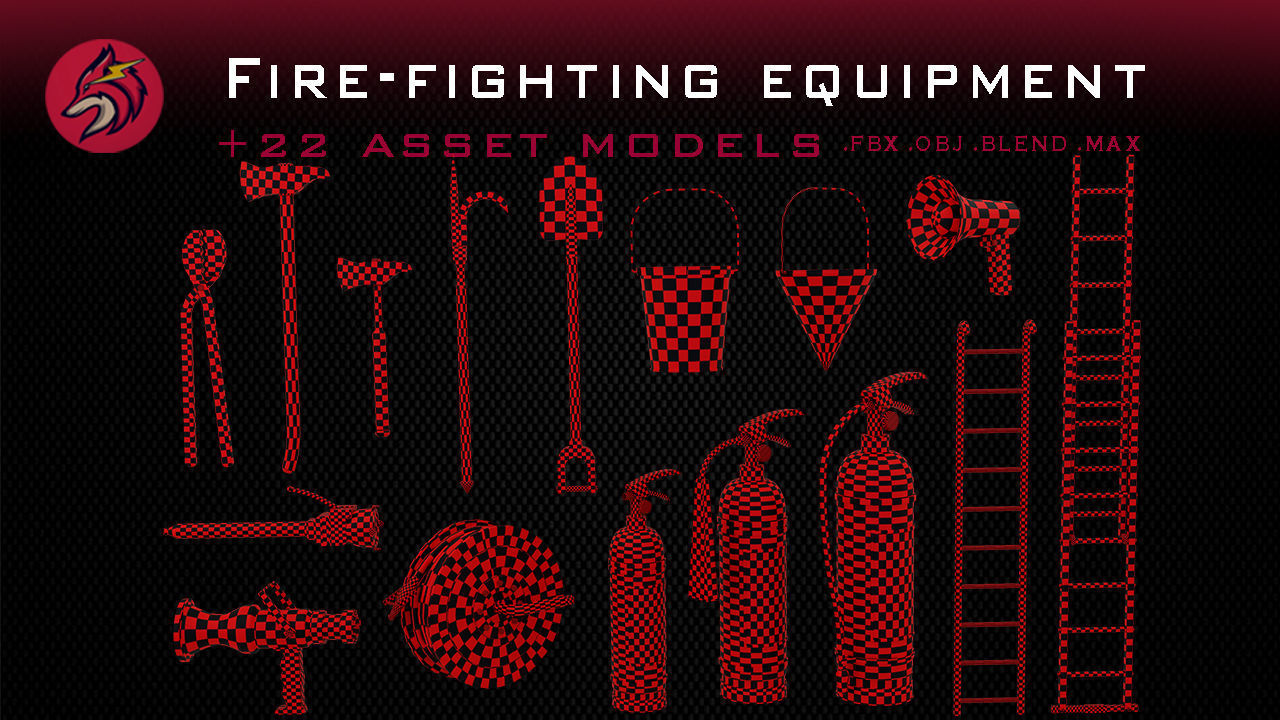 fire truck Low-poly 3D model_5