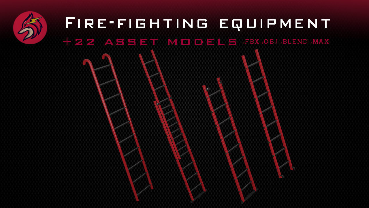 fire truck Low-poly 3D model_9