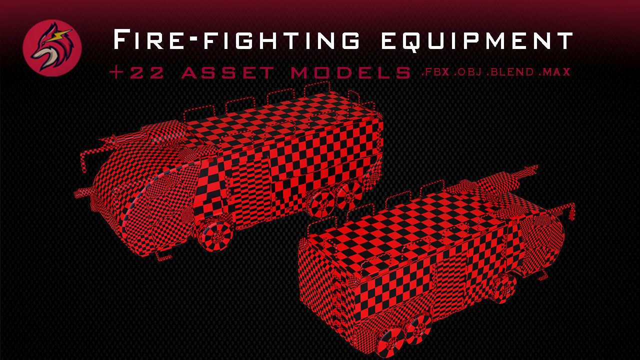 fire truck Low-poly 3D model_3