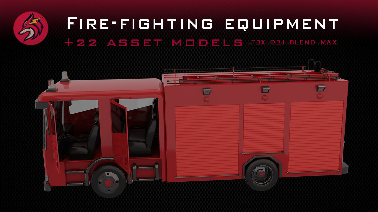 fire truck Low-poly 3D model_15