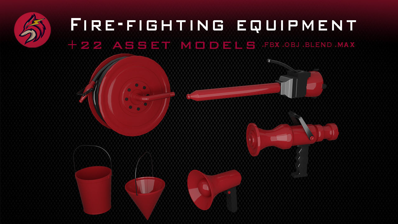 fire truck Low-poly 3D model_11