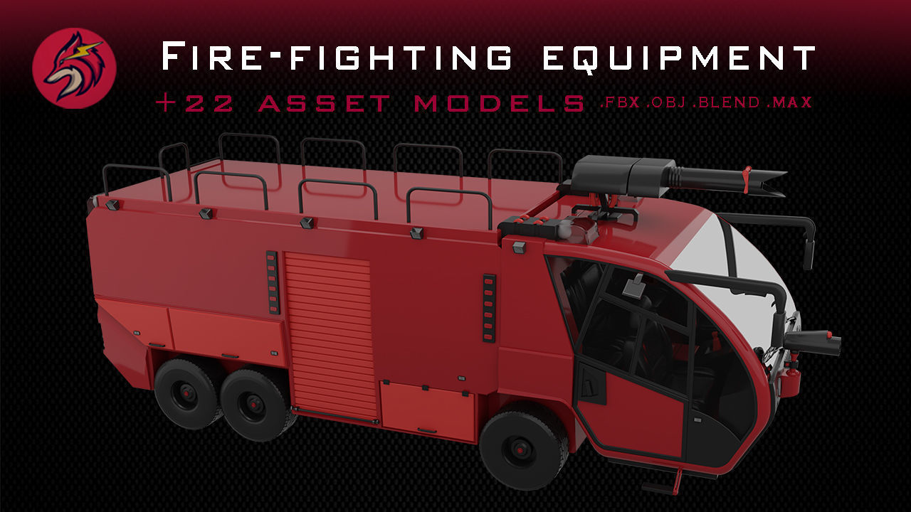 fire truck Low-poly 3D model_19