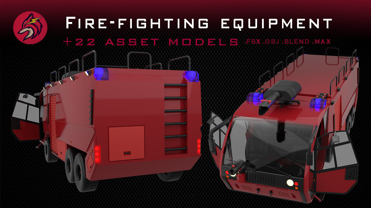 fire truck Low-poly 3D model_22