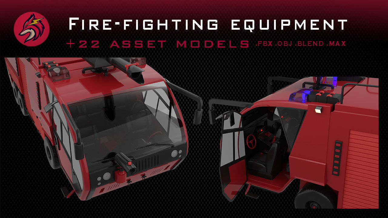 fire truck Low-poly 3D model_21