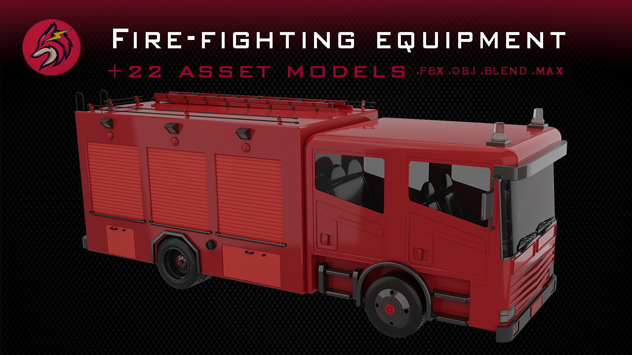 fire truck Low-poly 3D model_13
