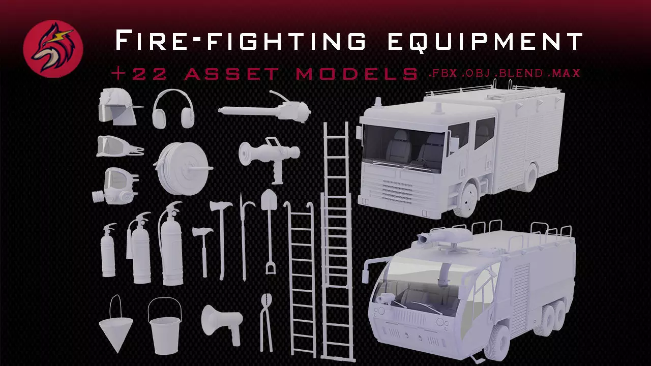 fire truck Low-poly 3D model_0