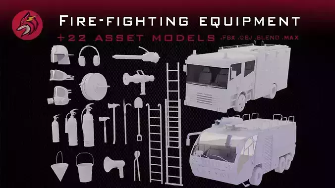 fire truck Low-poly 3D model