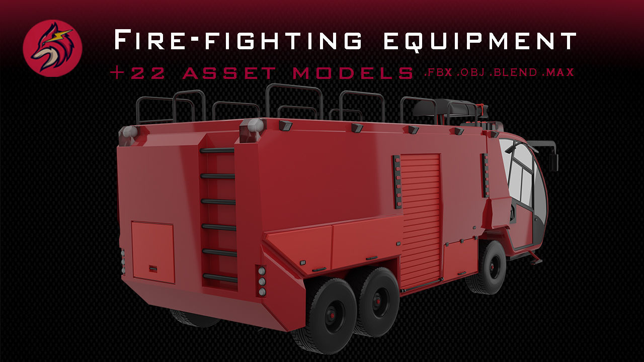 fire truck Low-poly 3D model_20