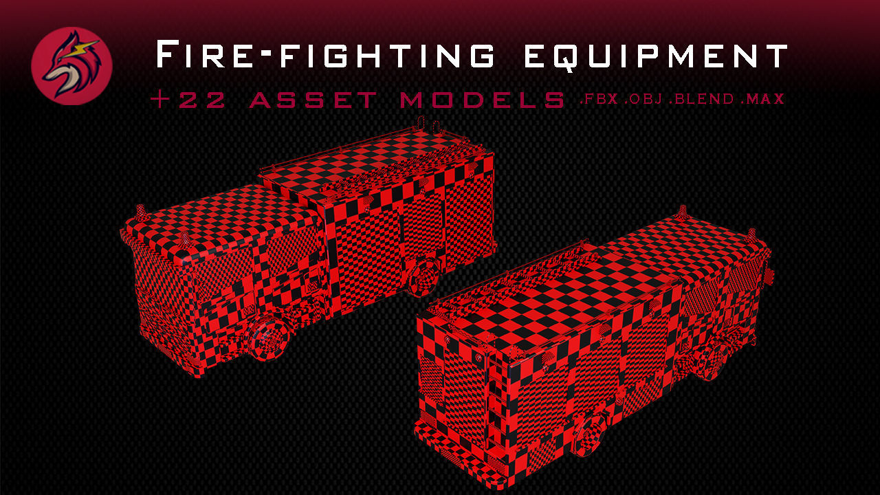 fire truck Low-poly 3D model_2