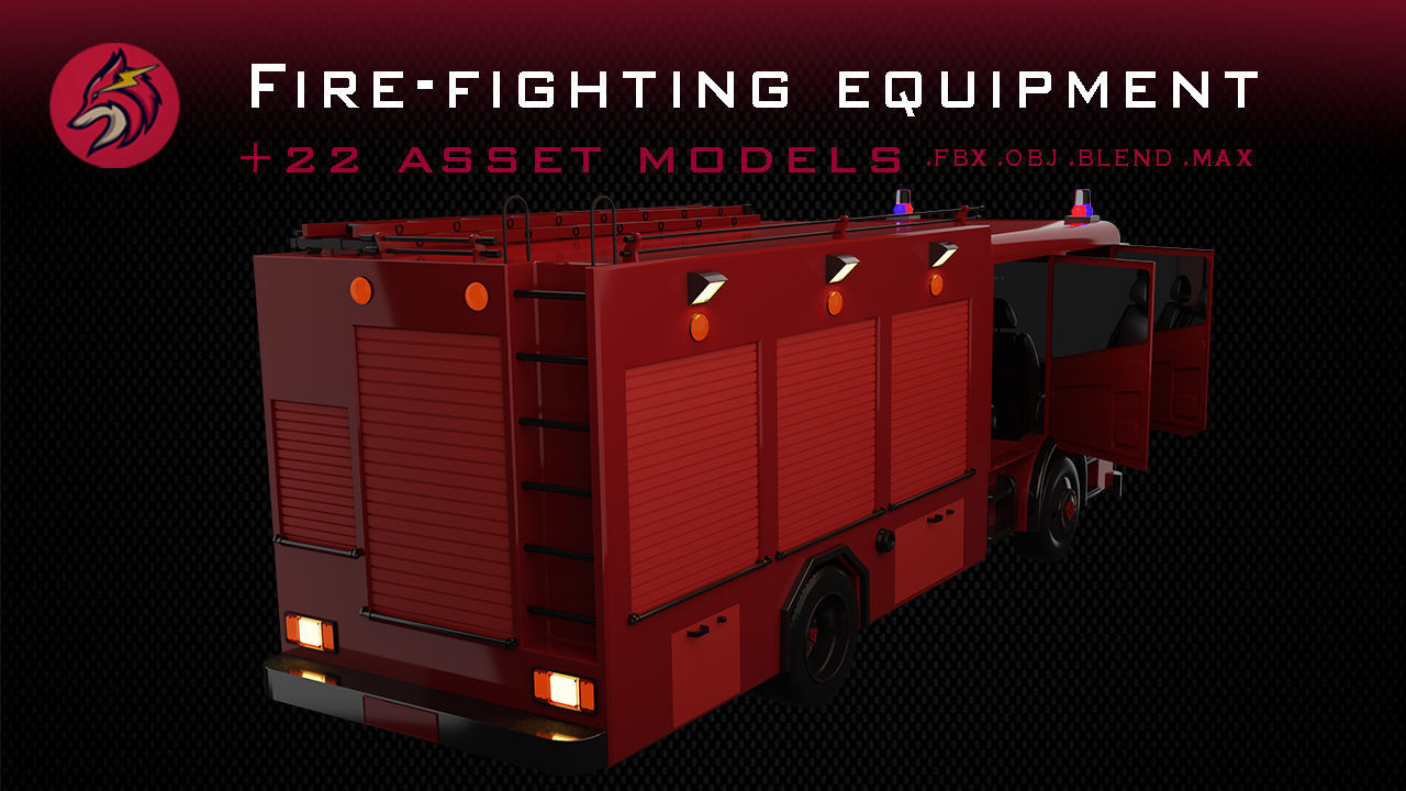 fire truck Low-poly 3D model_17