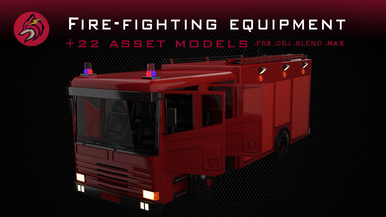 fire truck Low-poly 3D model_16