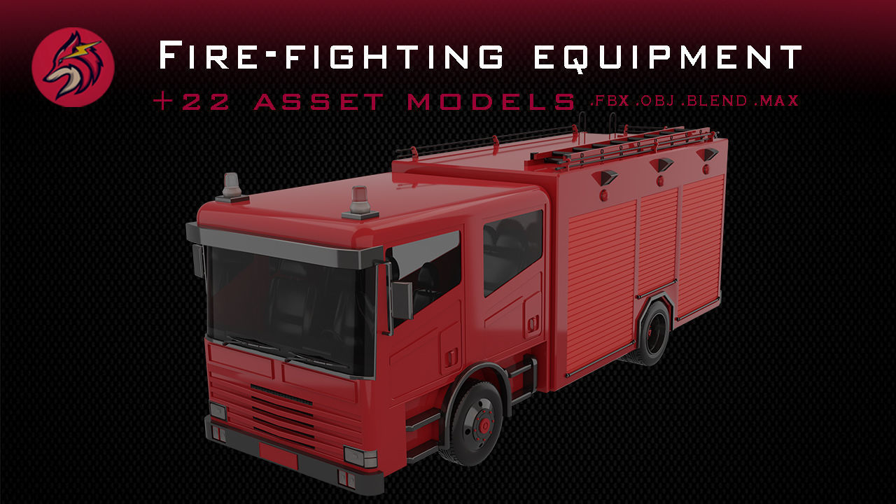 fire truck Low-poly 3D model_12