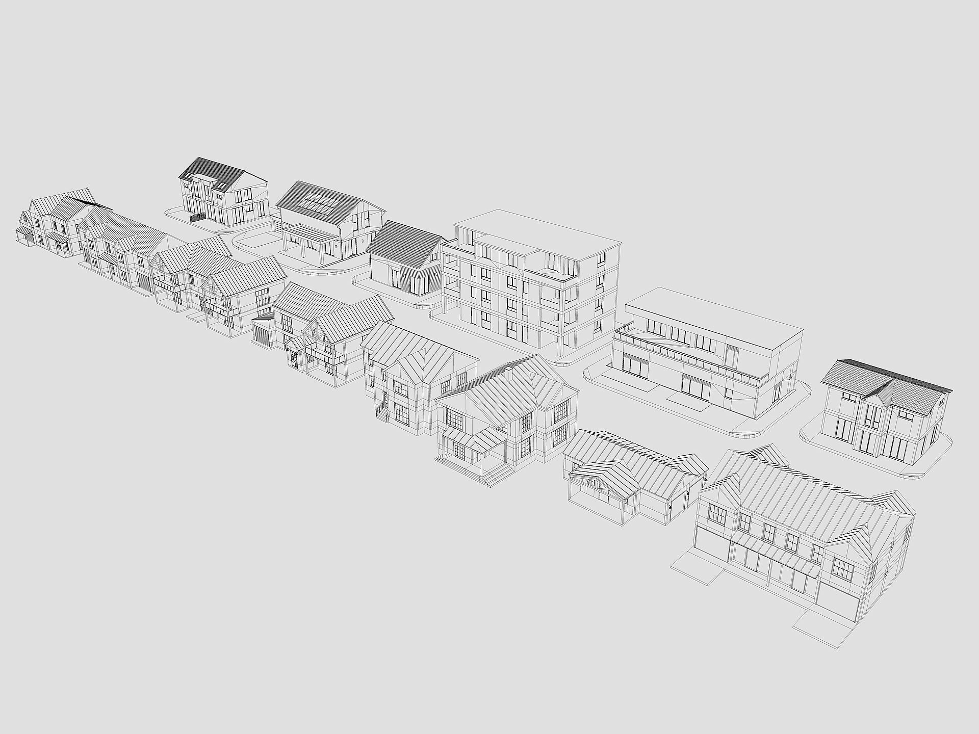 Modern Houses Collection 3D model_8