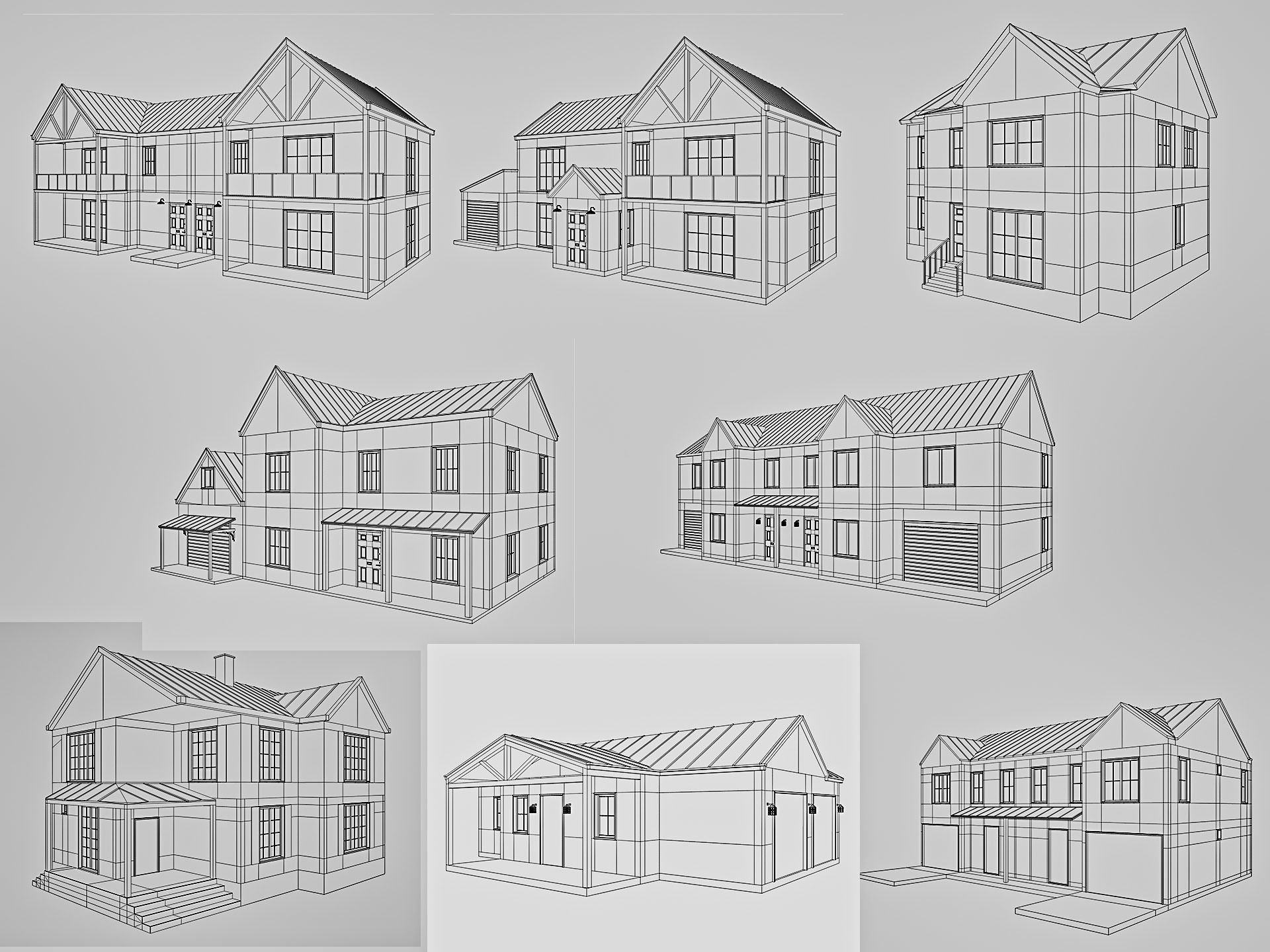 Modern Houses Collection 3D model_3