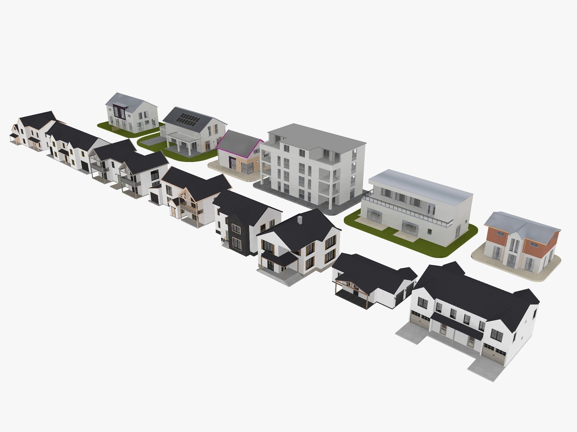 Modern Houses Collection 3D model_6