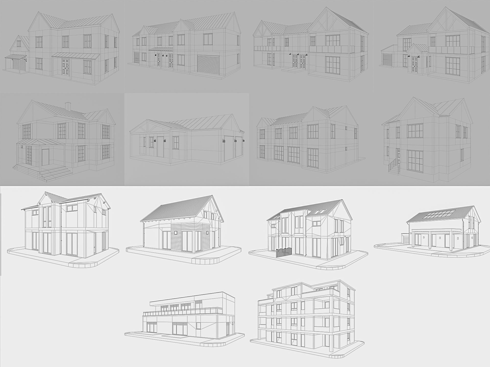 Modern Houses Collection 3D model_1