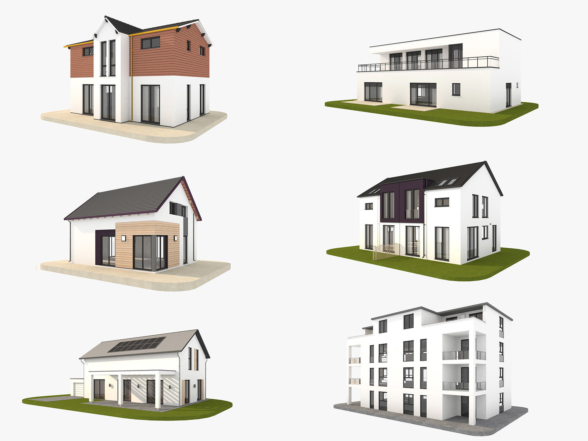 Modern Houses Collection 3D model_4