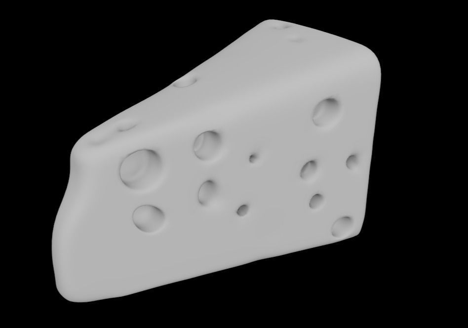 Cheese With Hole Low-poly 3D model_3