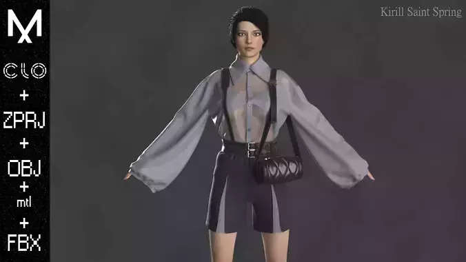 New Outfit Female Marvelous designer Clo3d OBJ mtl FBX ZPRJ