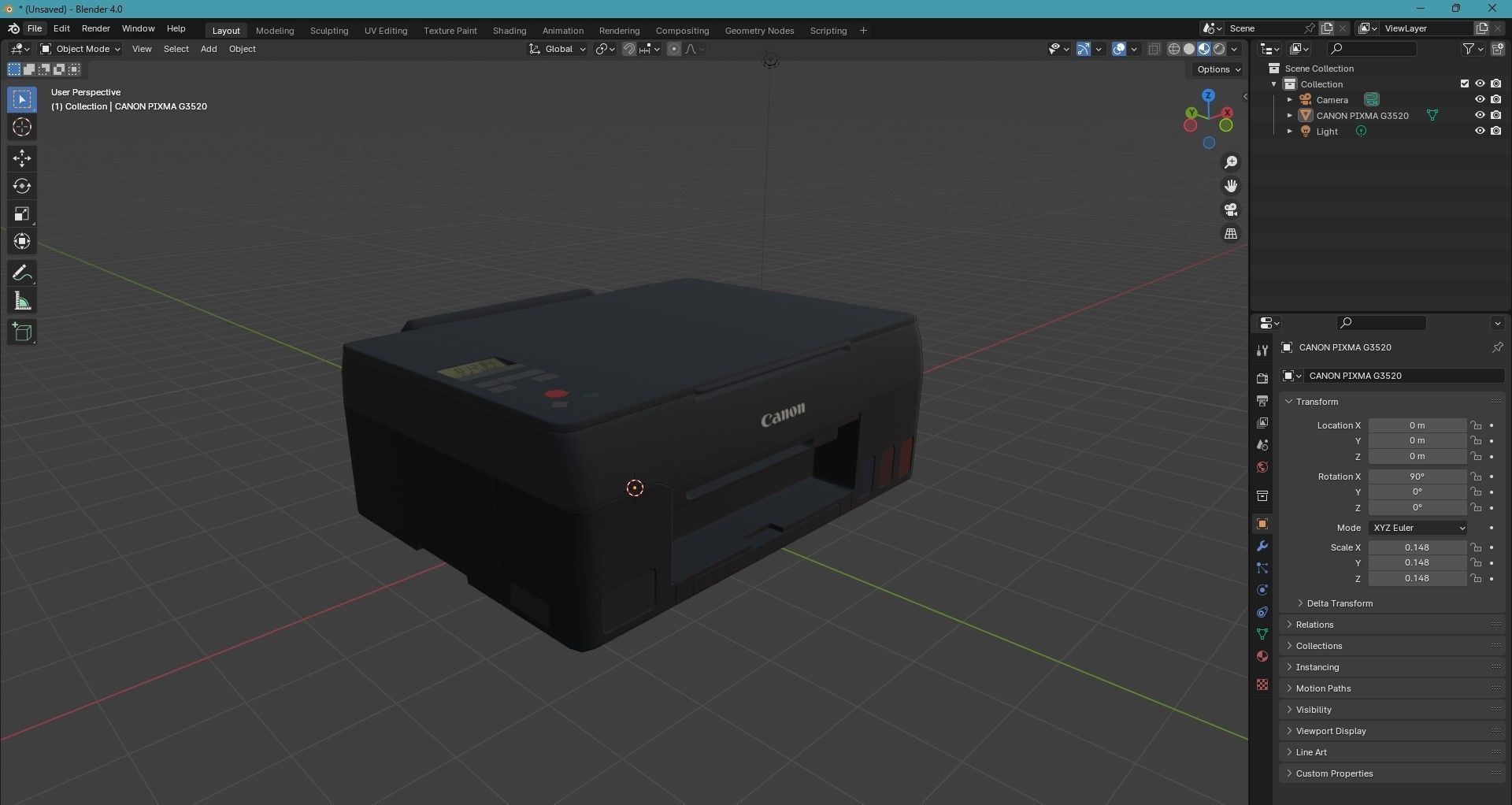 CANON PIXMA G3520 Low-poly 3D model_18