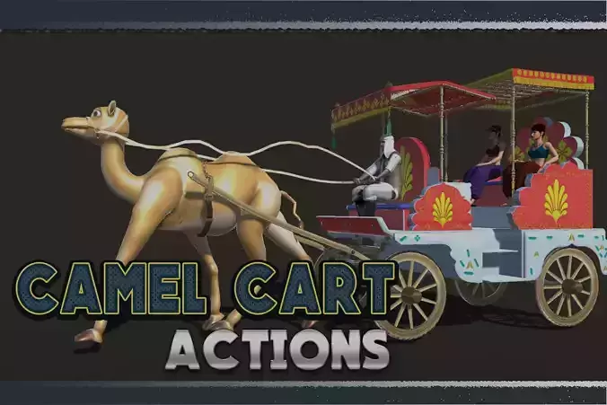 Camel Cart Actions Low-poly 3D model