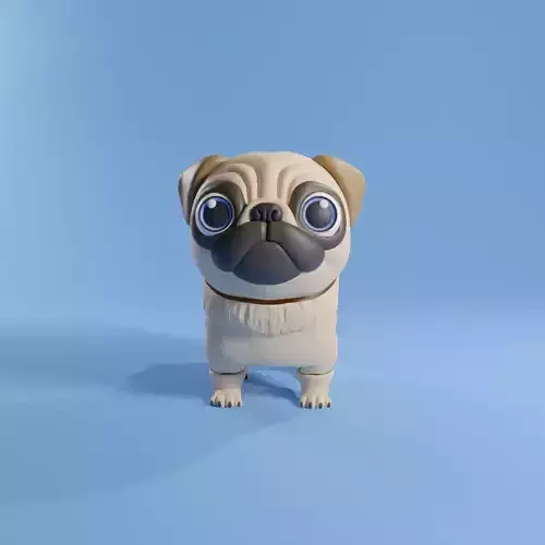PUG DOG FLEXI - ARTICULATED - STL - 3MF MULTICOLOR 3D print model
