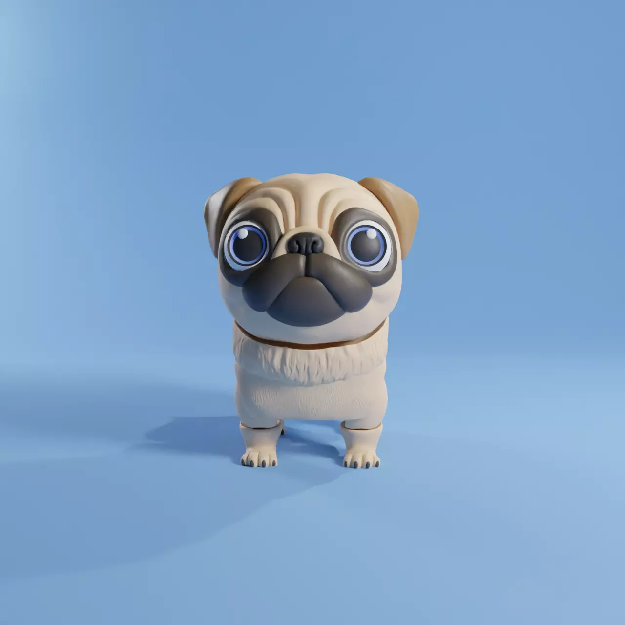 PUG DOG FLEXI - ARTICULATED - STL - 3MF MULTICOLOR 3D print model_0
