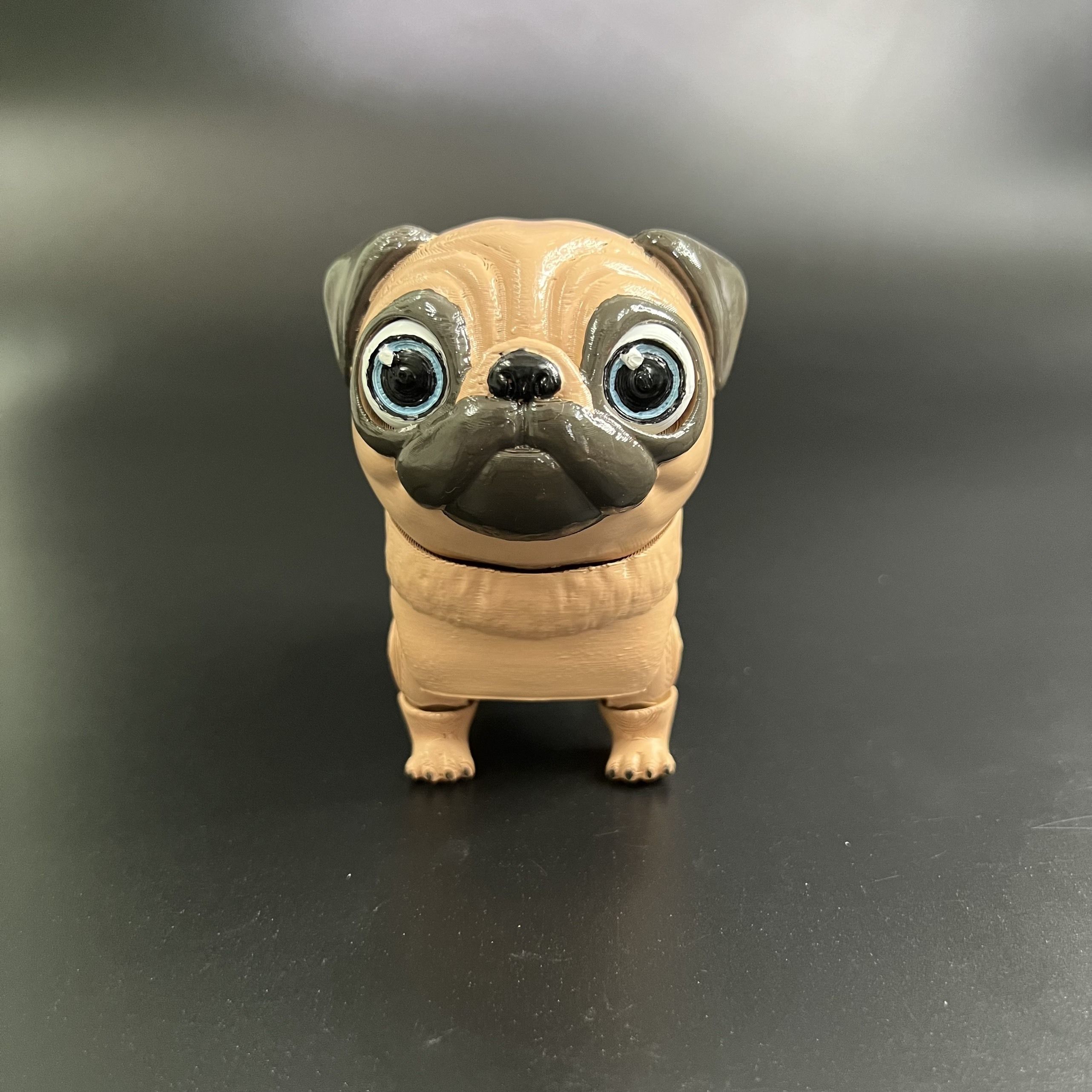 PUG DOG FLEXI - ARTICULATED - STL - 3MF MULTICOLOR 3D print model_7