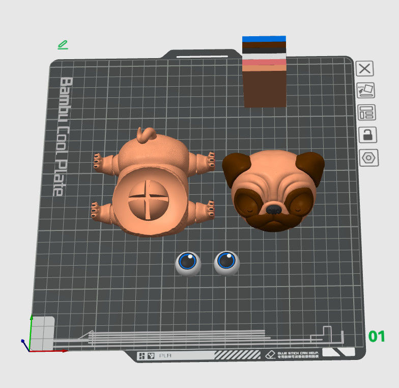 PUG DOG FLEXI - ARTICULATED - STL - 3MF MULTICOLOR 3D print model_10