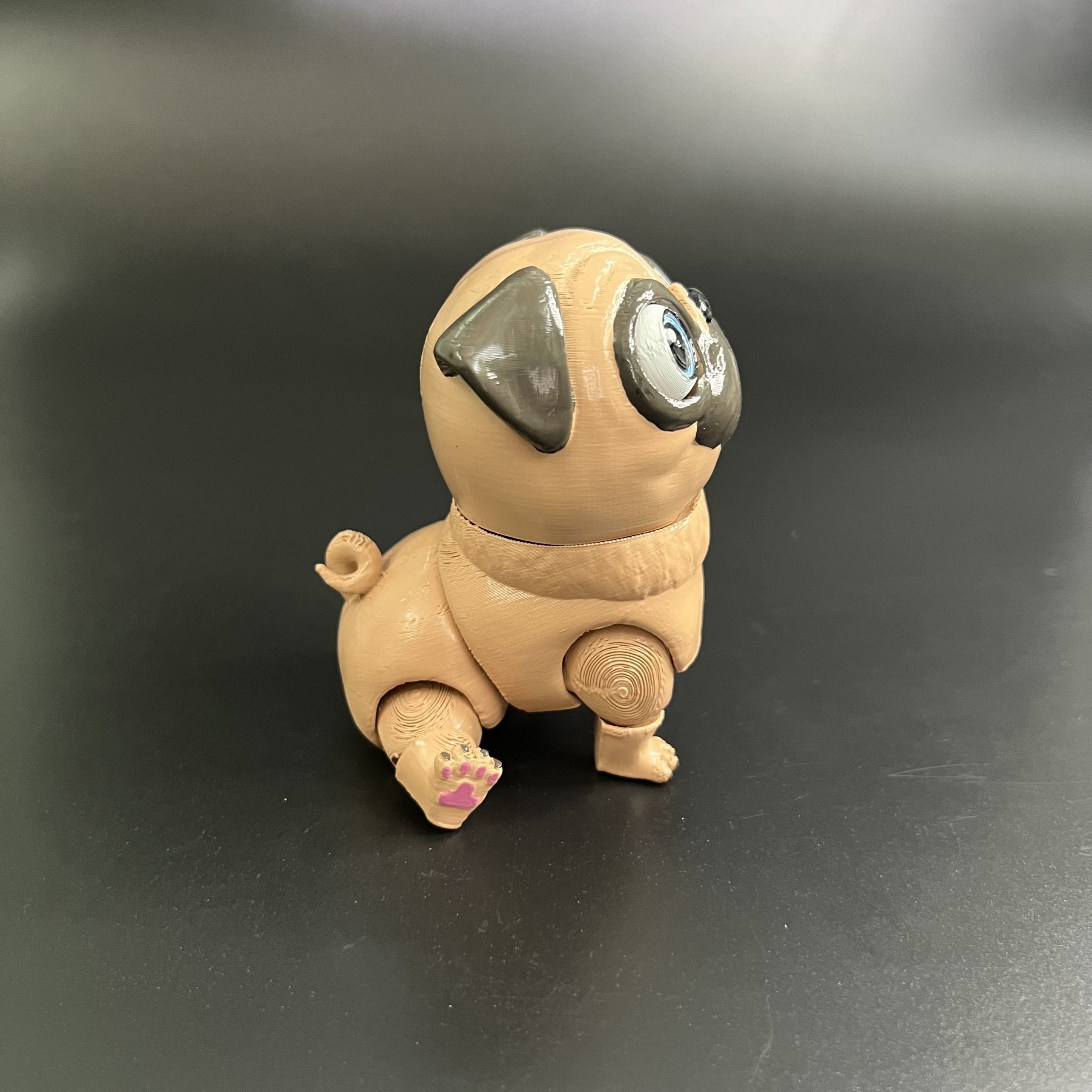 PUG DOG FLEXI - ARTICULATED - STL - 3MF MULTICOLOR 3D print model_9