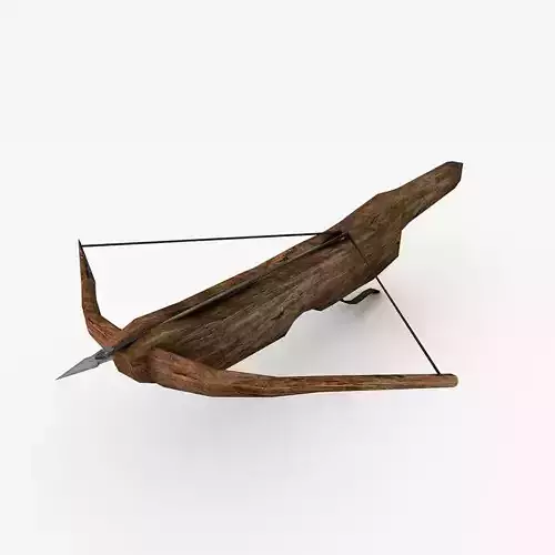 Low poly crossbow wooden bow and arrow