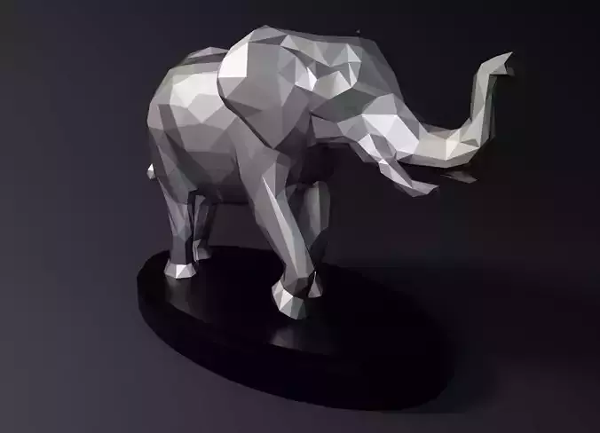 Low Poly Elephant Statue 3D print model