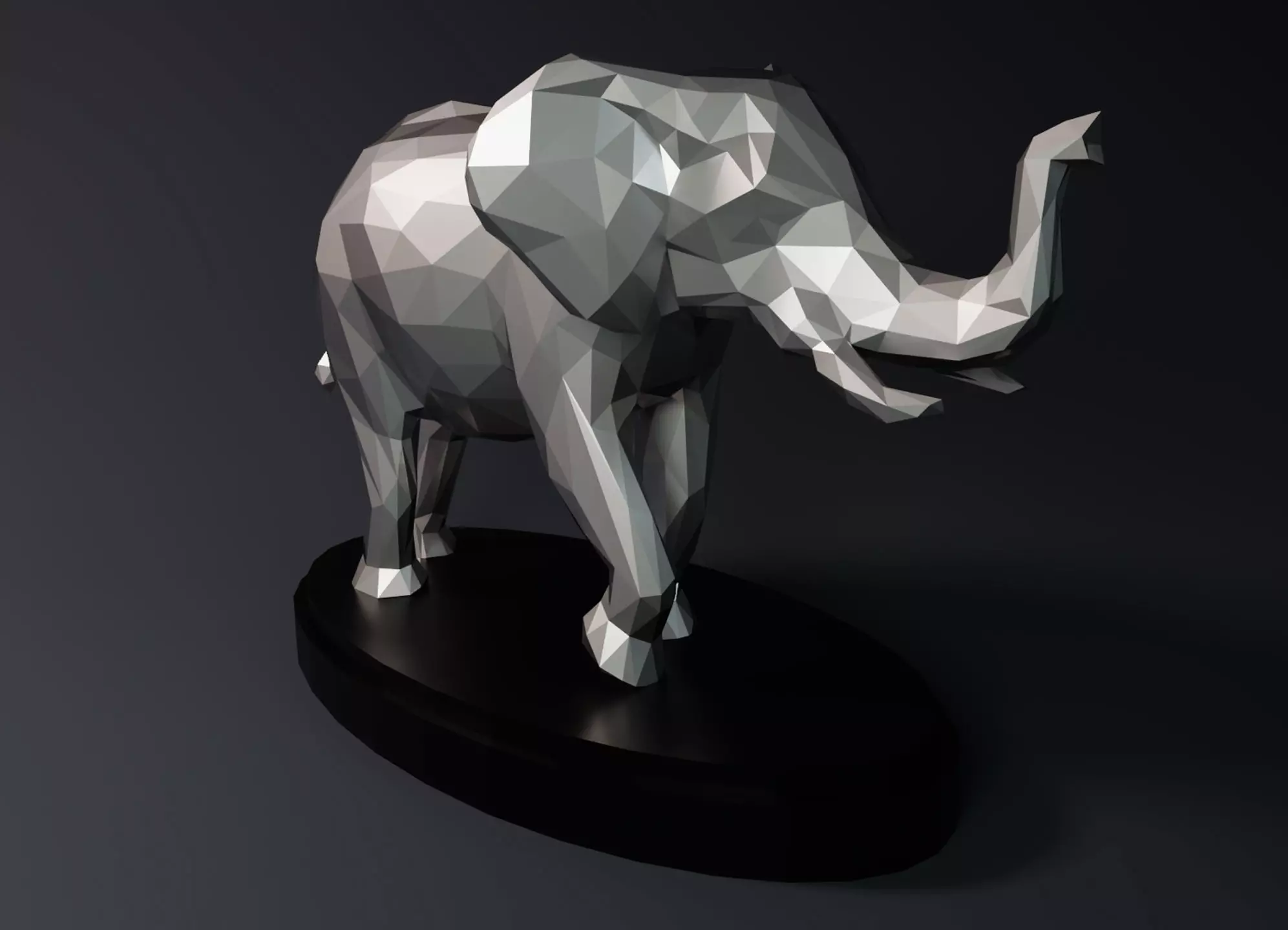 Low Poly Elephant Statue 3D print model