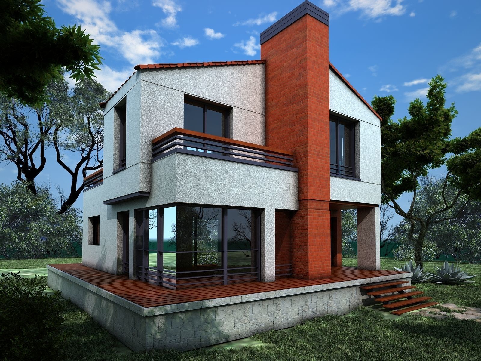 The minimal modern house 3D model scene 3D model_2