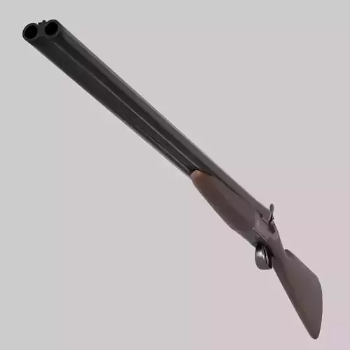 Double Barreled Shotgun - External hammers Low-poly 3D model
