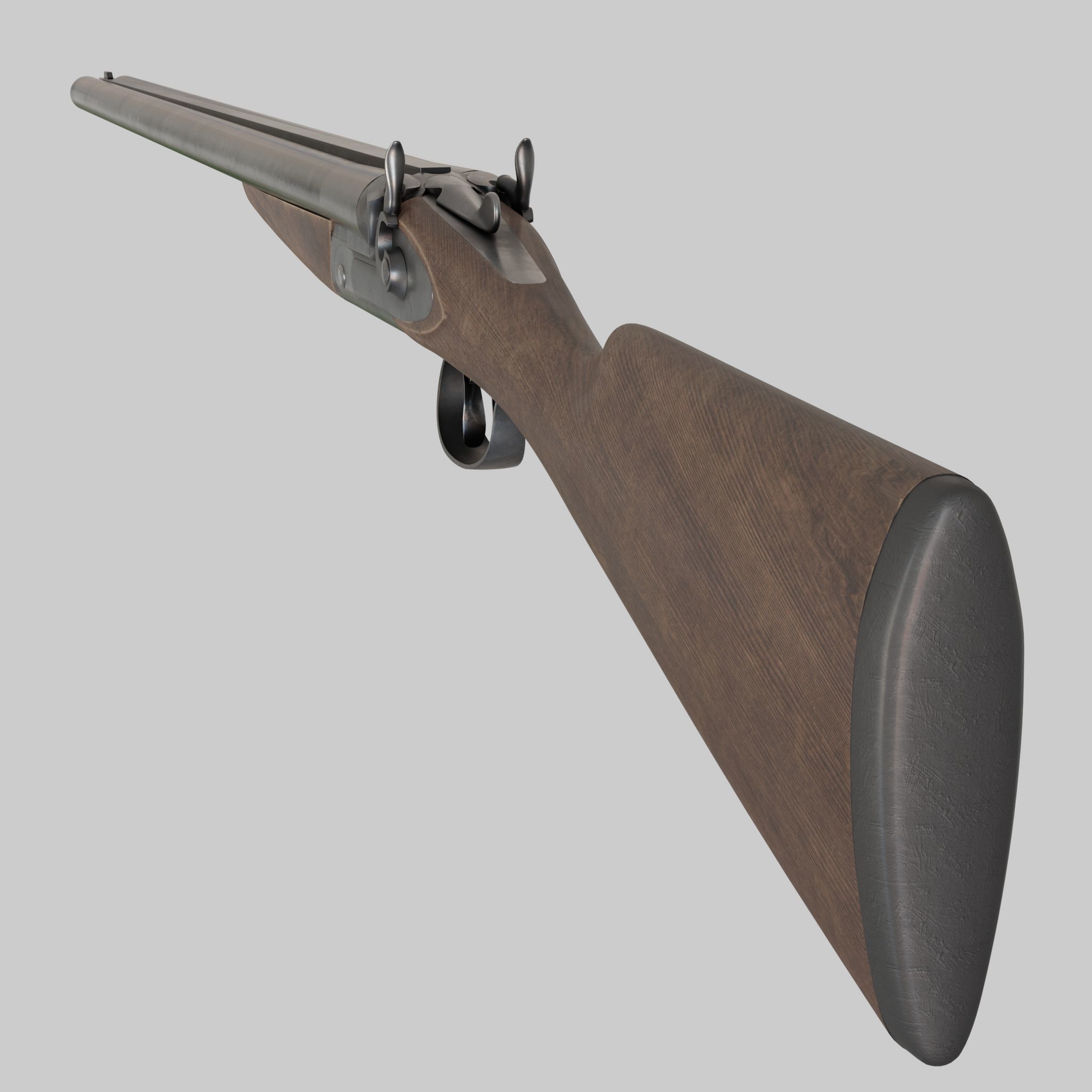 Double Barreled Shotgun - External hammers Low-poly 3D model_10