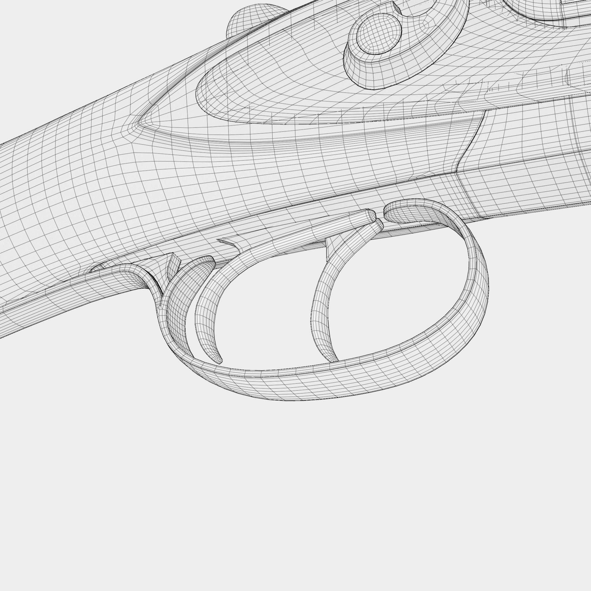 Double Barreled Shotgun - External hammers Low-poly 3D model_15