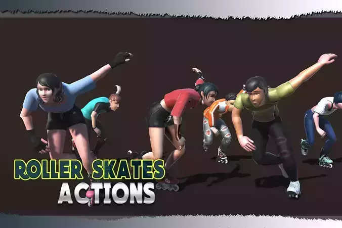 Inline Skaters Animations  Low-poly 3D model