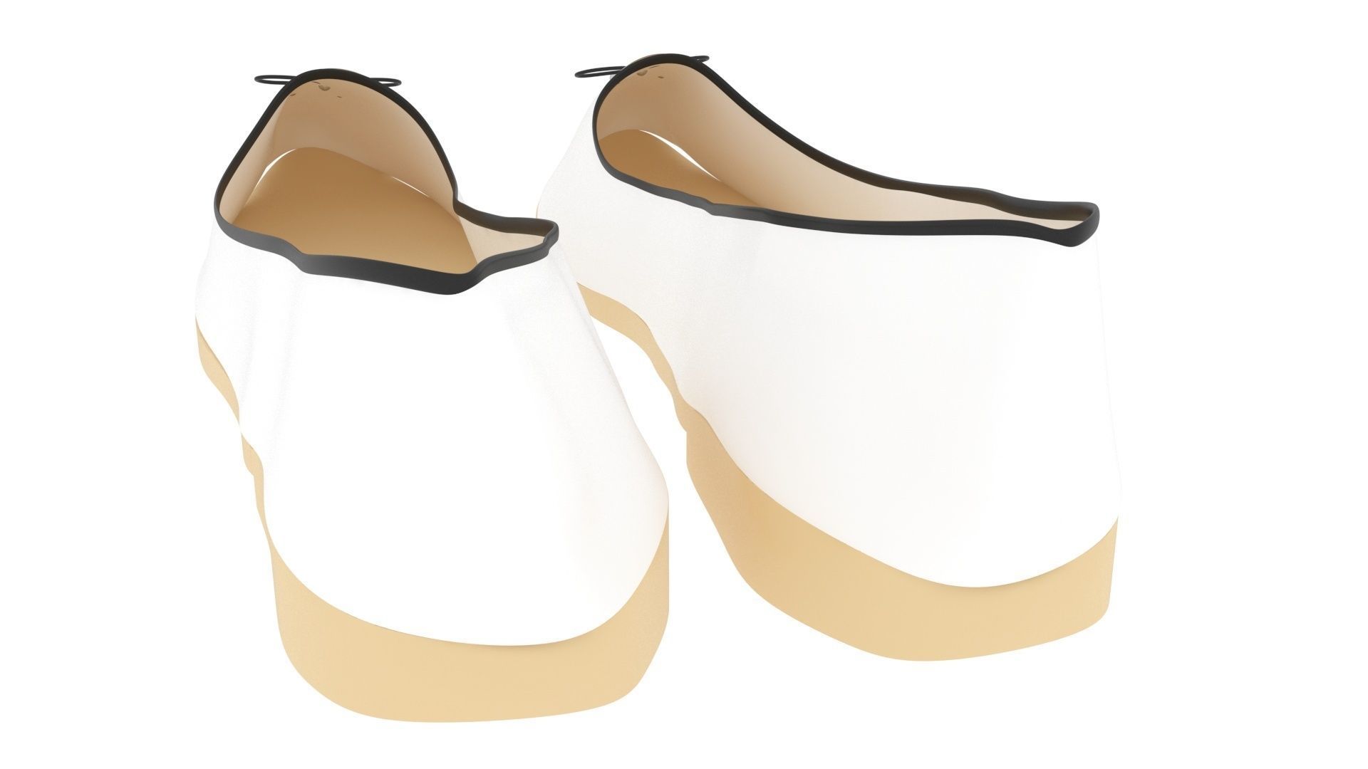 White Ballet Flat Shoes 3D model_2
