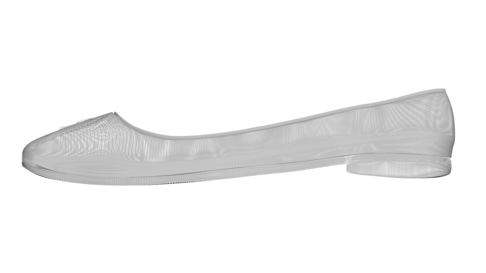 White Ballet Flat Shoes 3D model_21