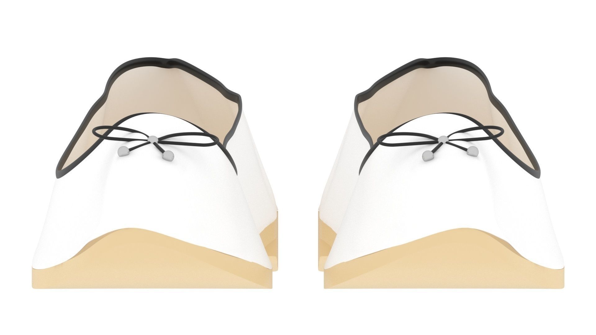 White Ballet Flat Shoes 3D model_6