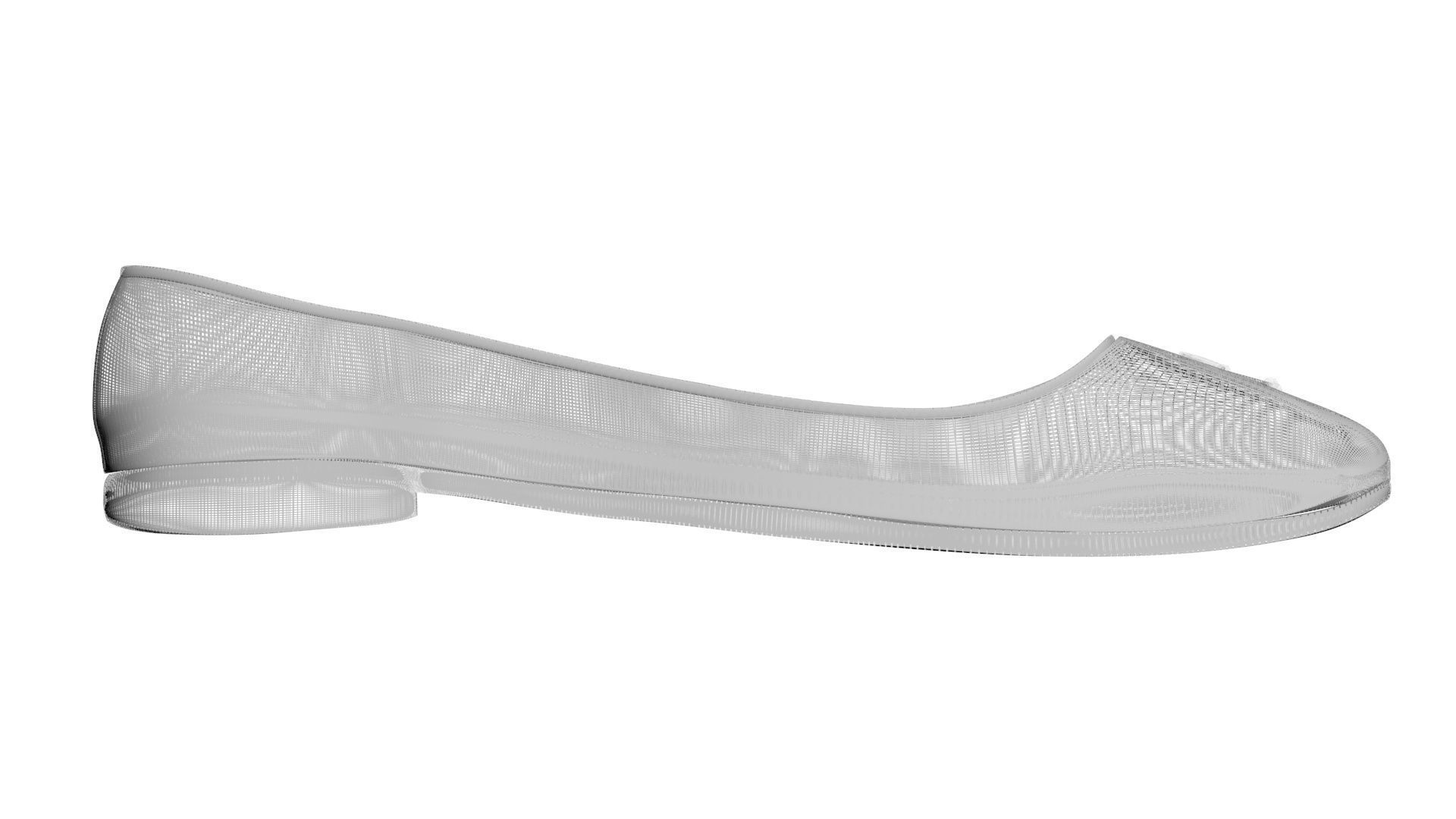 White Ballet Flat Shoes 3D model_18