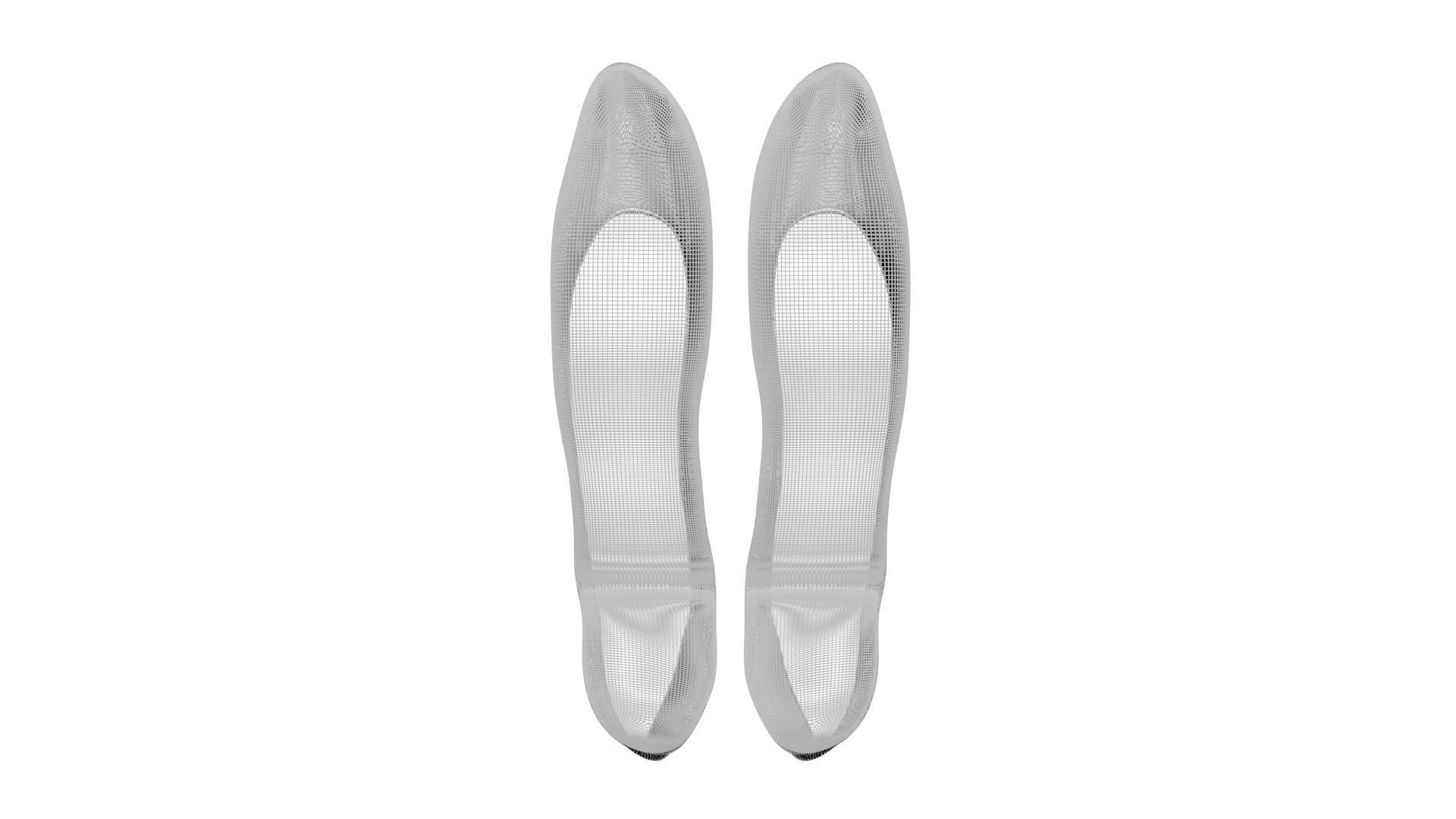 White Ballet Flat Shoes 3D model_19
