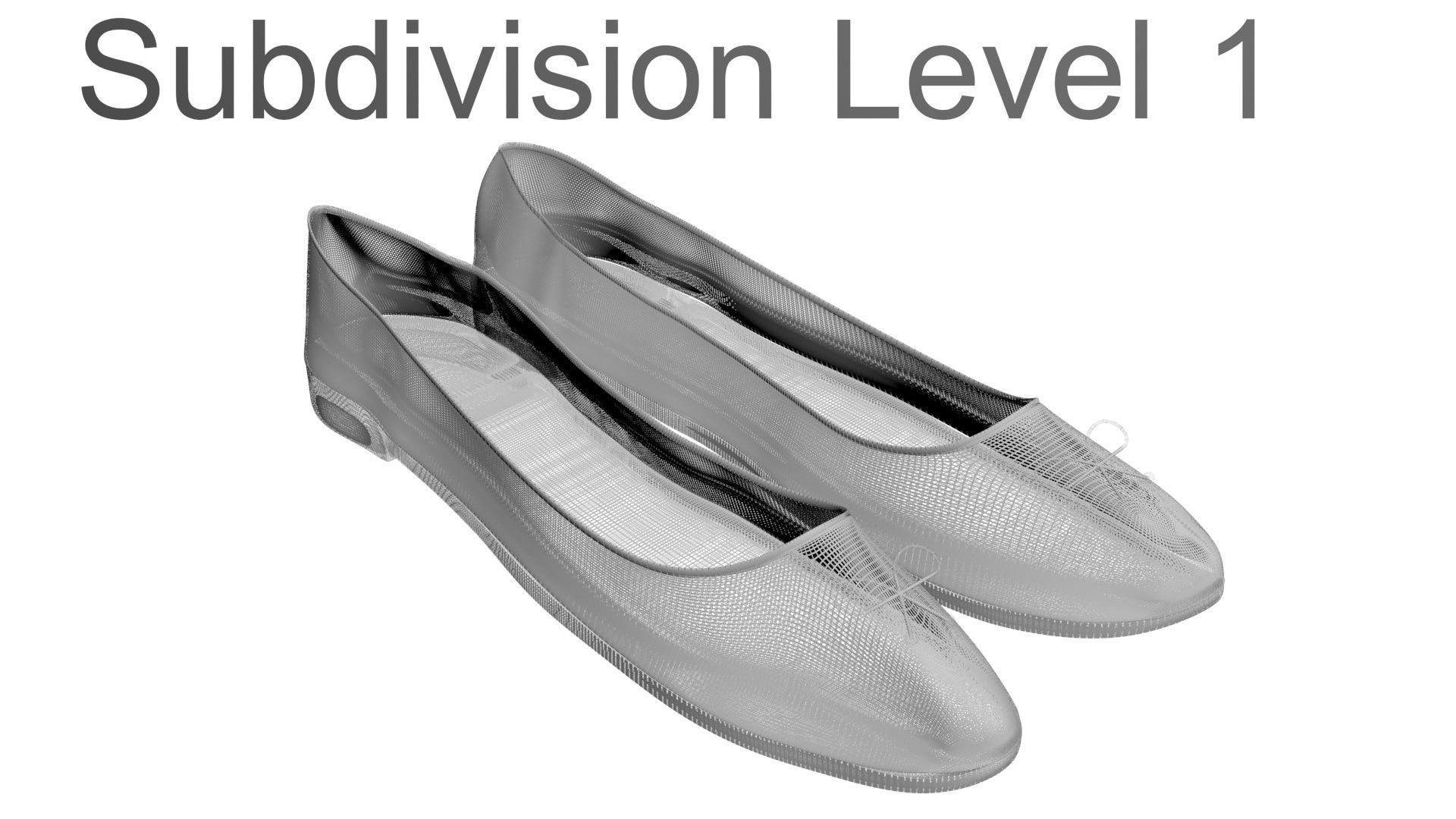 White Ballet Flat Shoes 3D model_22