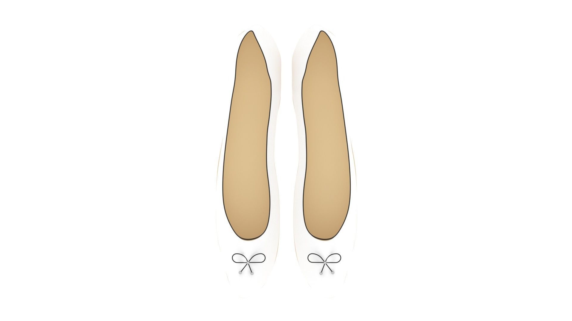 White Ballet Flat Shoes 3D model_5