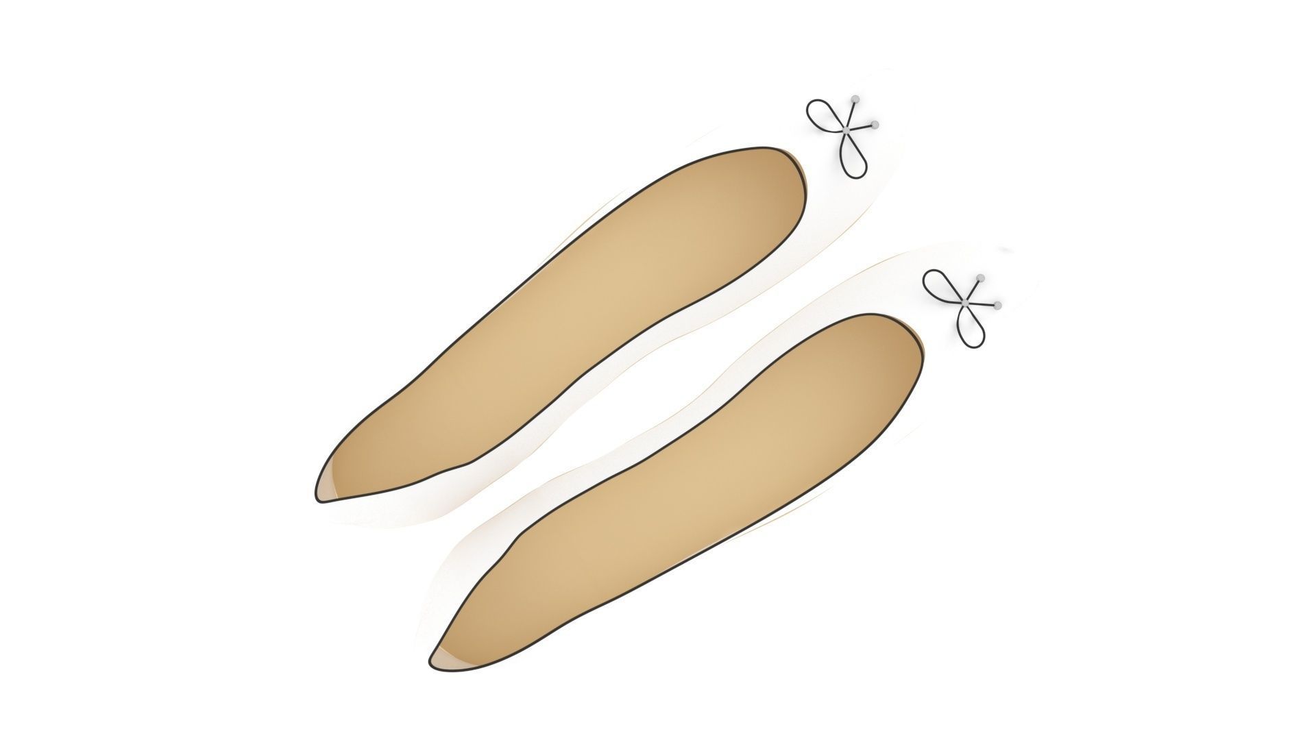 White Ballet Flat Shoes 3D model_3
