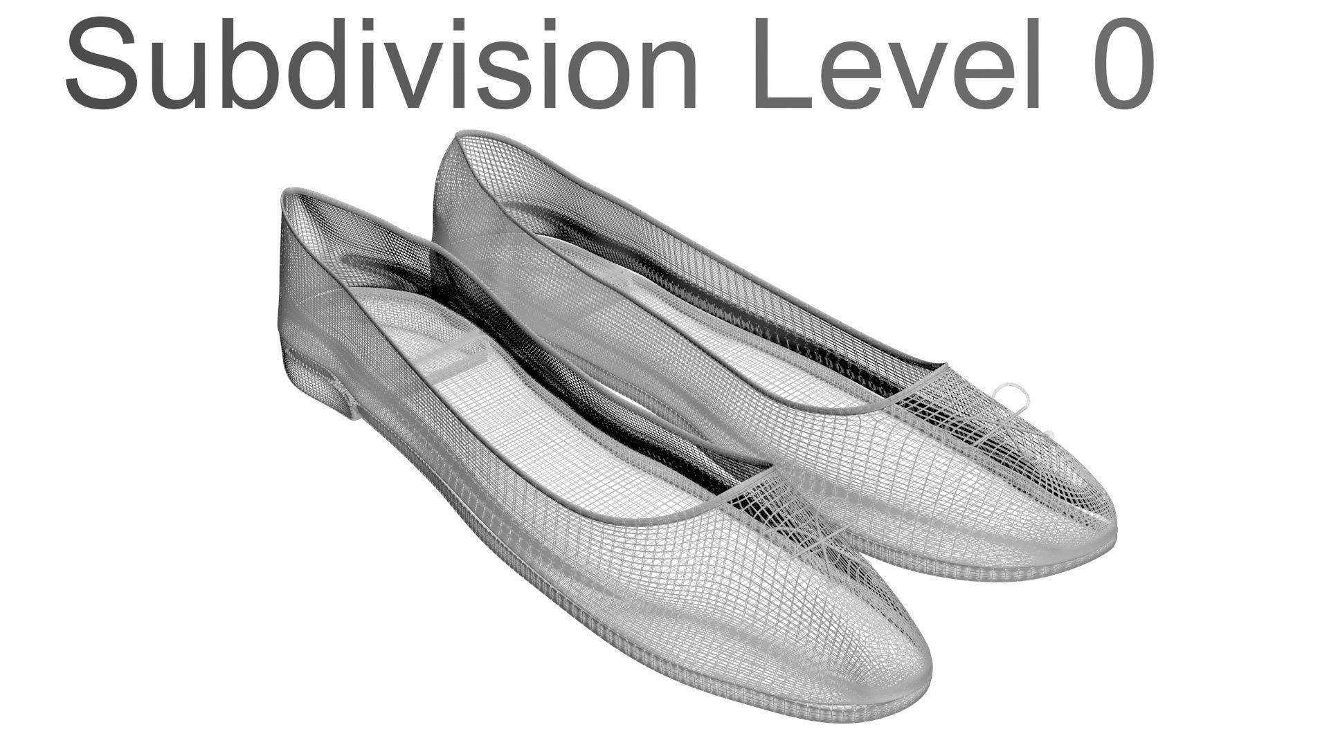 White Ballet Flat Shoes 3D model_23