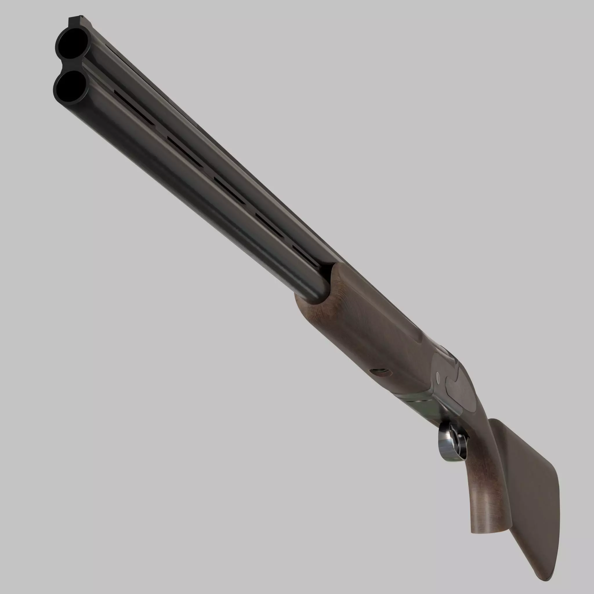 Over-under Double Barreled Shotgun Low-poly 3D model