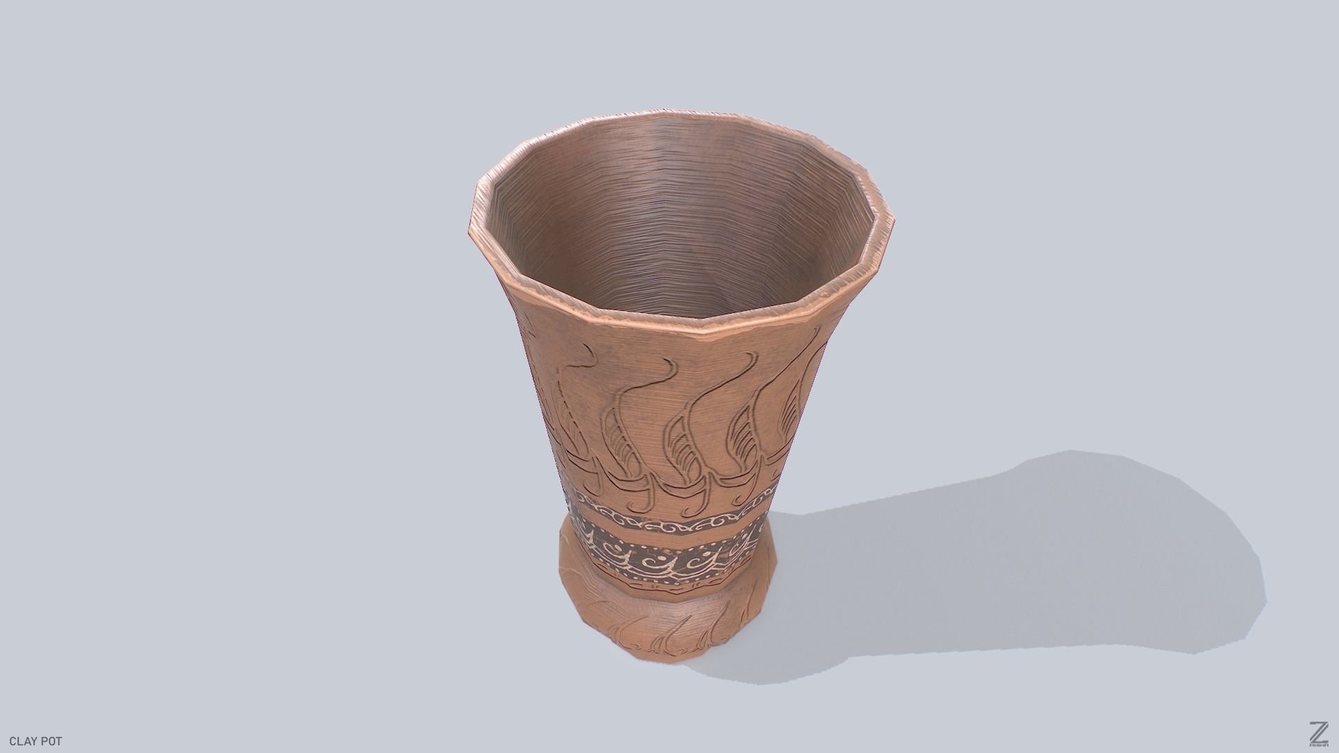 Clay pot Low-poly 3D model_5